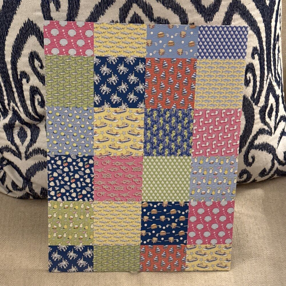 Vineyard Vines Colorful Patchwork Whale School Work FOLDER Notebook Very RARE! - Picture 3 of 7